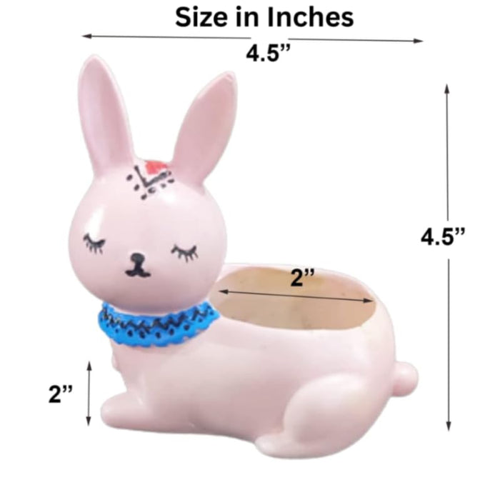 Wonderland 4.7 inch Hand-Painted Pink Bunny Ceramic Succulent Planter – Decorative Boho Rabbit Flower Pot for Indoor Plants, Home Office, and Nursery Decor4.7x2.3x4.7 inch(Plant Not iNcluded)