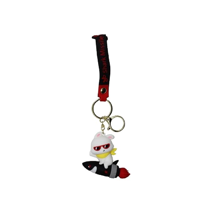 Wonderland Shark Missile Soaring Rabbit [Red]Kechains, Cartoon Style Keychain & Bag Charms Fun & Functional Accessories for Bags and Keys