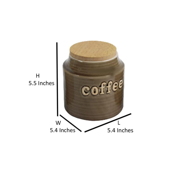 Imported Ceramic Sugar and Coffee Container with Rubber Tight Wooden Lid (Set of 2)