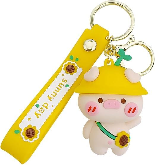 Wonderland Pastoral cute pig [yellow]Kechains, Cartoon Style Keychain & Bag Charms Fun & Functional Accessories for Bags and Keys