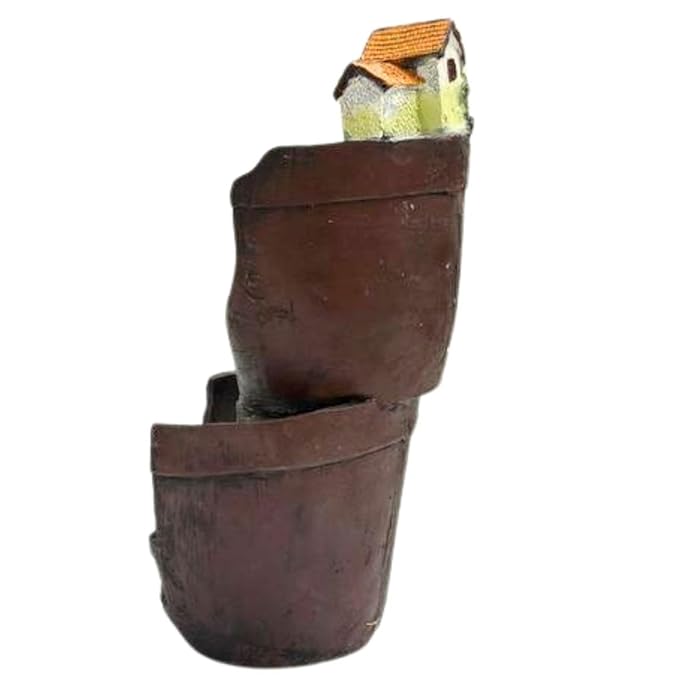 Rustic Village Multi-Level Polyresin Succulent Planter | Unique Landscape Pot for Indoor Home Decor