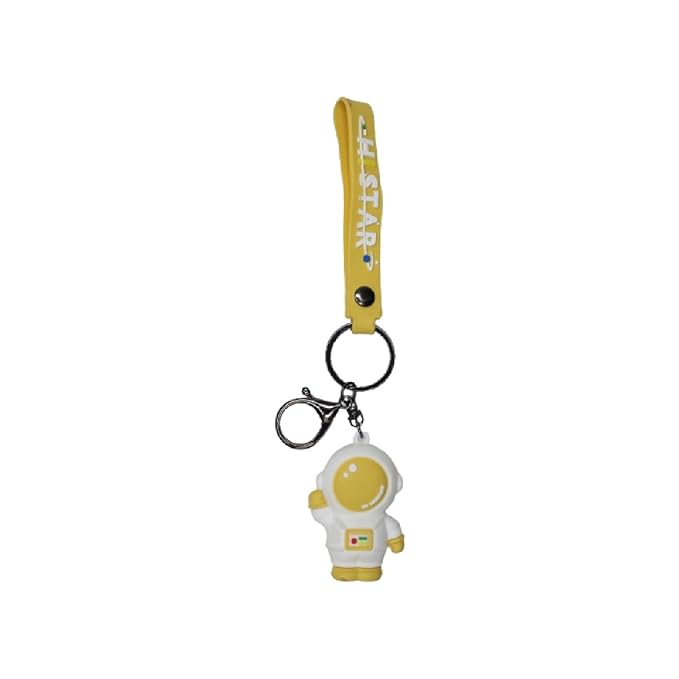 Wonderland Waving Astronaut [Yellow]Kechains, Cartoon Style Keychain & Bag Charms Fun & Functional Accessories for Bags and Keys