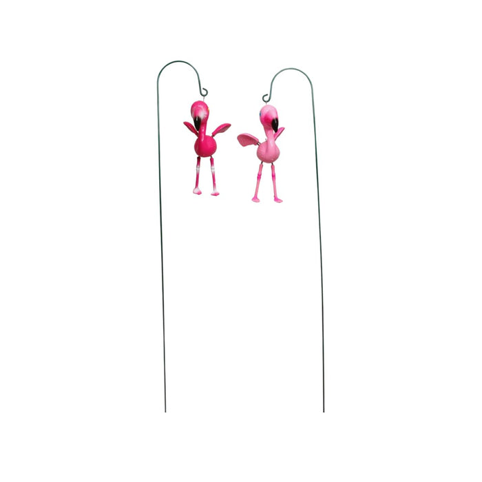 Pink Flamingo Hanging Garden Ornaments for Planters and Lawn Decor (Set of 2) – Weather-Resistant Outdoor Accents