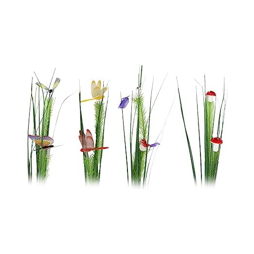 (Set of 4) Artificial Leaves Sticks with Mini Creatures