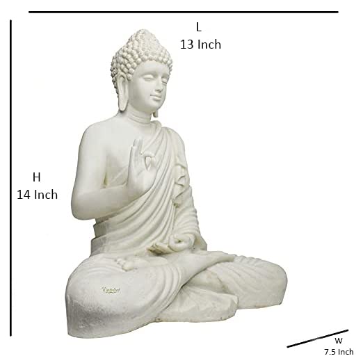 14 inches Ashirvad Avastha Buddha Resin Statue, (Beige) showpiece, Gift