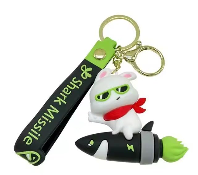 Wonderland Shark Missile Soaring Rabbit [Green]Kechains, Cartoon Style Keychain & Bag Charms Fun & Functional Accessories for Bags and Keys