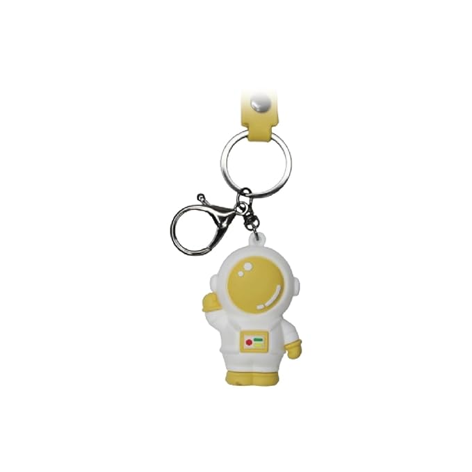 Wonderland Waving Astronaut [Yellow]Kechains, Cartoon Style Keychain & Bag Charms Fun & Functional Accessories for Bags and Keys