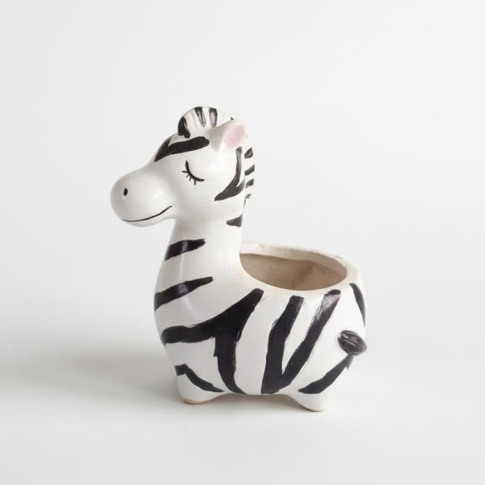 Wonderland 6 inch Hand-Painted Zebra Ceramic Mini Planter – Decorative Succulent Pot for Desk, Nursery, and Home Décor-5x2.5x6inch(Plant Not Included)