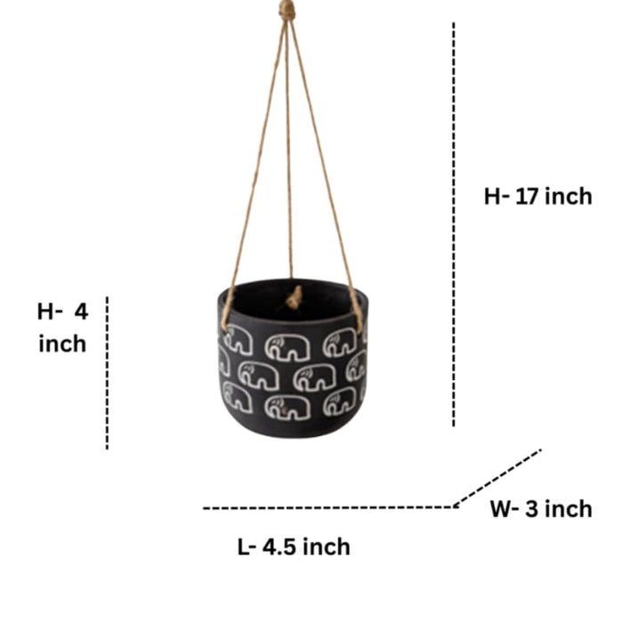 Black Hanging Planter-Cute Plant Pot - For Indoor/Outdoor Decor, (Plant not included)