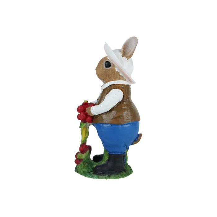 Charming Gardener Rabbit Figurine with Harvest – Decorative Bunny Statue