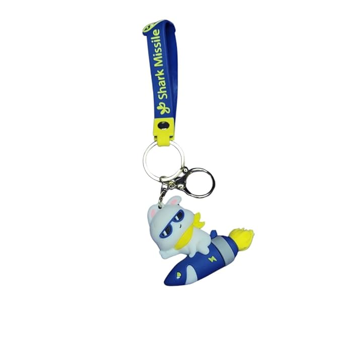 Wonderland Shark Missile Soaring Rabbit [Blue]Kechains, Cartoon Style Keychain & Bag Charms Fun & Functional Accessories for Bags and Keys