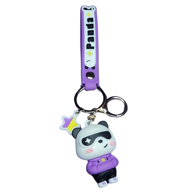 Wonderland Pull the Panda [Purple]Kechains, Cartoon Style Keychain & Bag Charms Fun & Functional Accessories for Bags and Keys