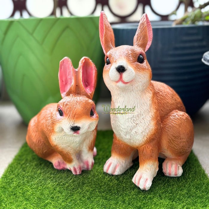 Wonderland dark brown rabbit family statue For Garden Décor|Outdoor Décor For Garden, Yard, Lawn , Patio| Gifting Purpose| Balcony Decoration