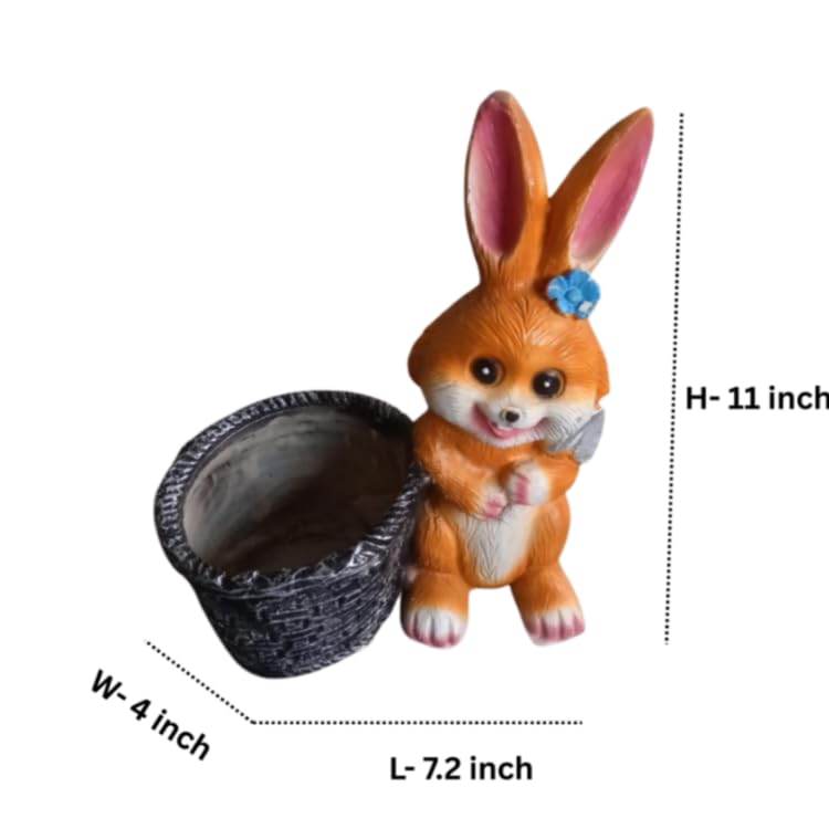 11 inch  Bunny Rabbit Garden Statue Planter