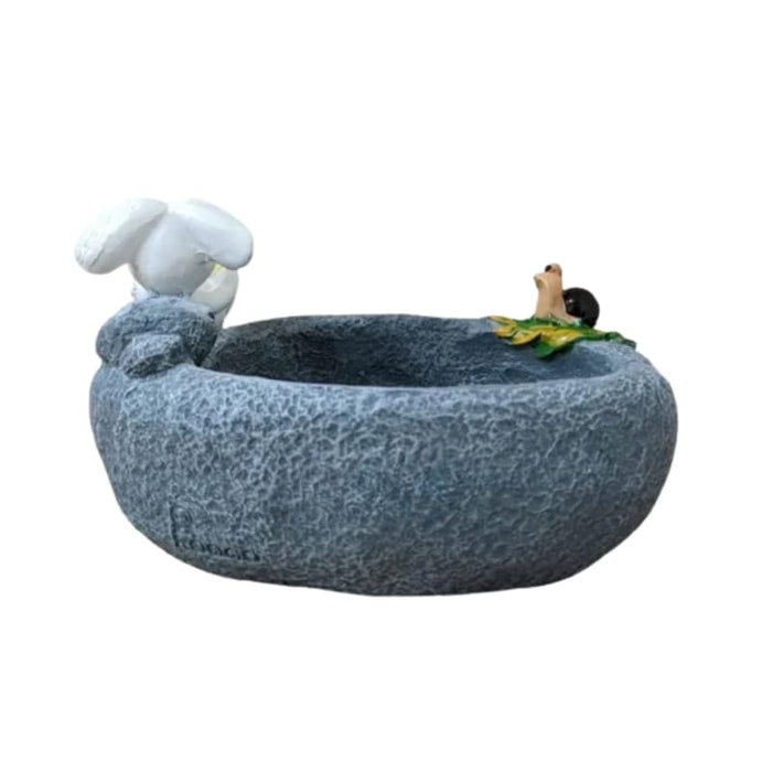 Wonderland 3 Inch Whimsical Reading Bunny & Snail Resin Succulent Planter – Decorative Fairy Garden Pot-5x3.5x3 inch(Plant Not Included)