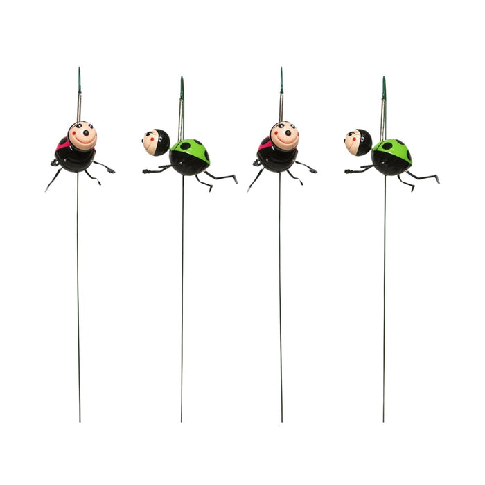 Hanging Ladybug Garden Stake Ornament (Set of 2) – Spring-Mounted Bouncing Bug Decor for Patios & Flower Beds