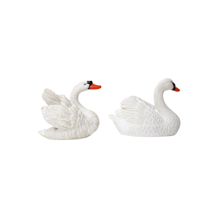 Wonderland resin miniature set of 2 swans|charming Gift Miniatures