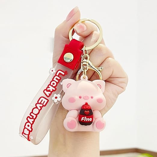 Wonderland Cute lucky drink [piggy]Kechains, Cartoon Style Keychain & Bag Charms Fun & Functional Accessories for Bags and Keys