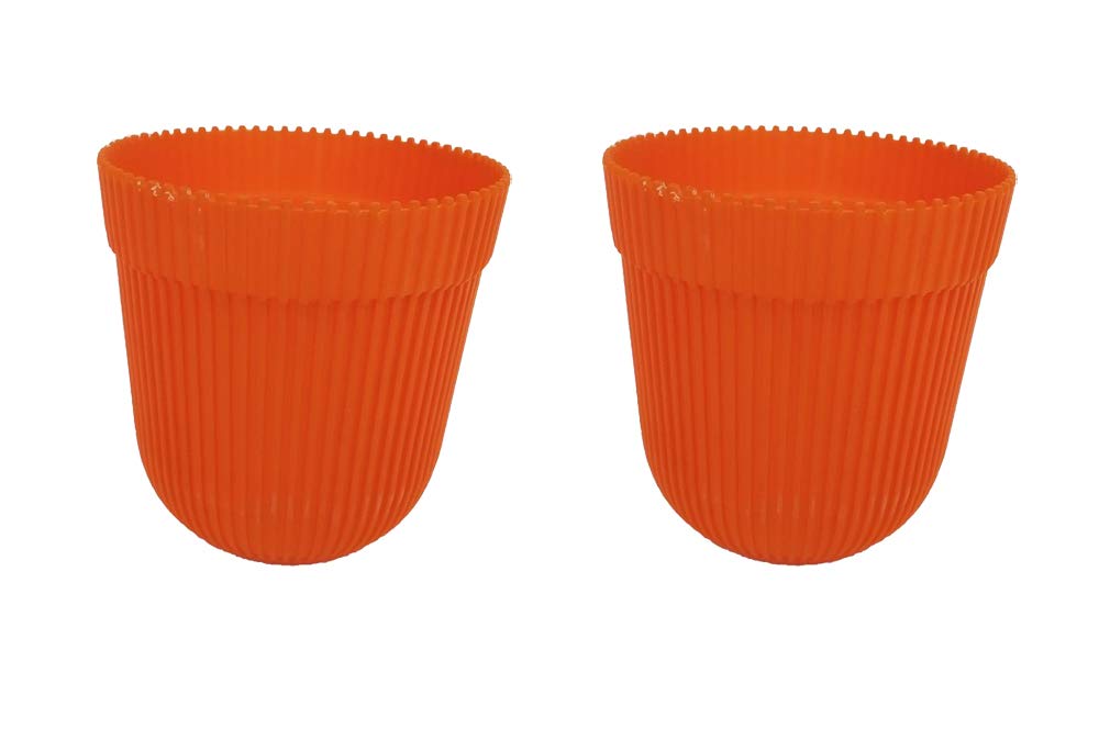 (Set of 2 Orange French Plastic Garden Pot