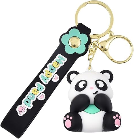 Wonderland Happy Panda?Sitting?Kechains, Cartoon Style Keychain & Bag Charms Fun & Functional Accessories for Bags and Keys