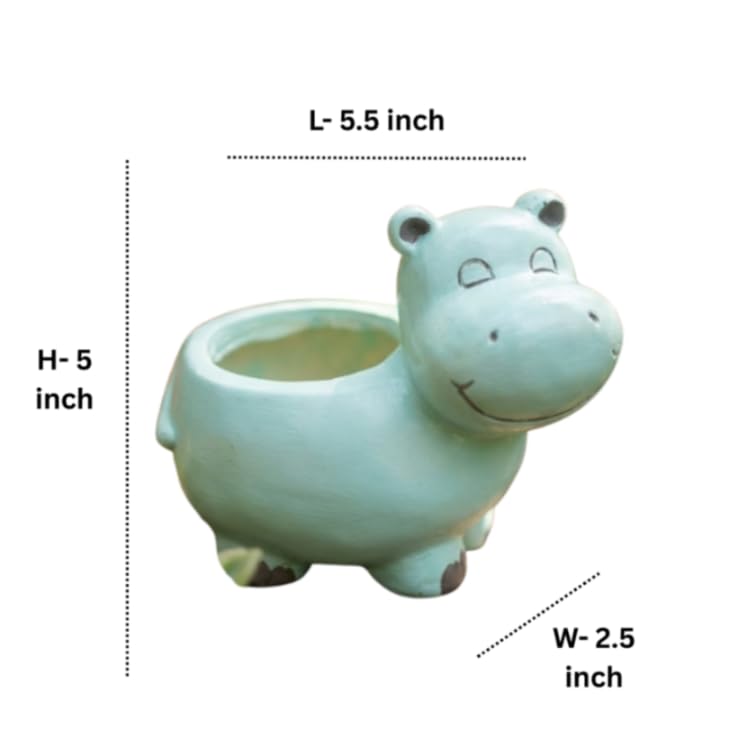 5 inch Adorable Hippo Ceramic Succulent Planter (Plant Not Included)
