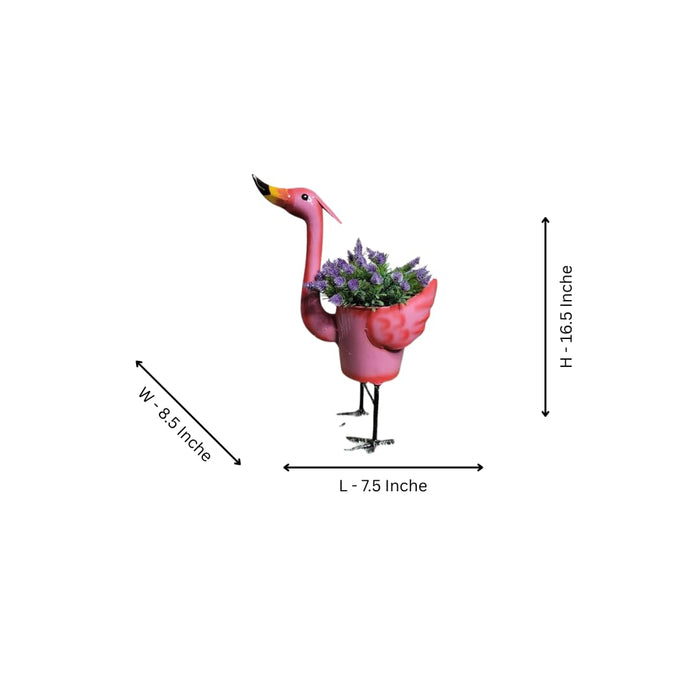  Pink Flamingo Bird Planter| Metal Flamingo Decorative Flower Pots 