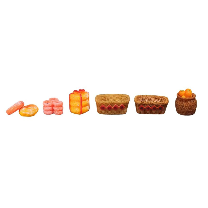 (Set of 7 Artificial Persimmon Fruit & Sweets Candies with Baskets- Realistic Fruit for Decoration Display Props Mixed-01