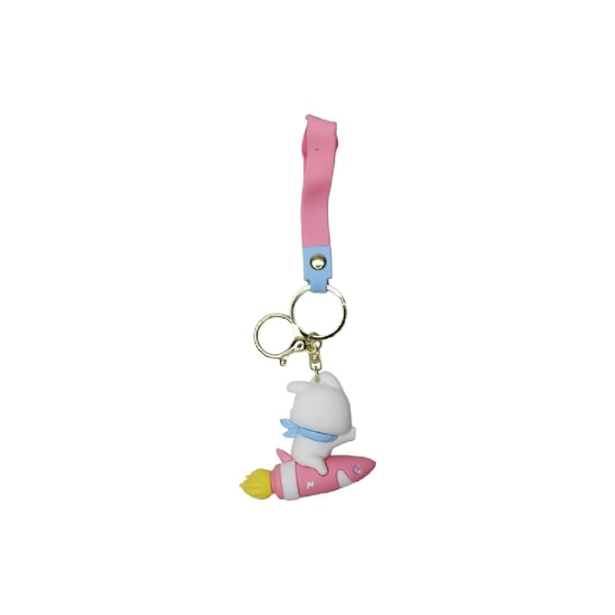 Wonderland Shark Missile Soaring Rabbit [Pink]Kechains, Cartoon Style Keychain & Bag Charms Fun & Functional Accessories for Bags and Keys