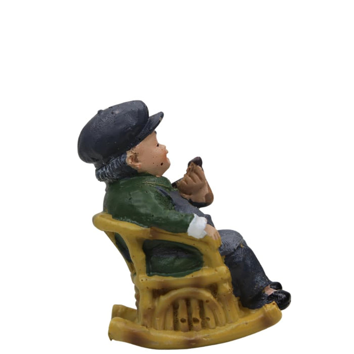 Wonderland Imported Miniatures (set of 1) Grand Parents sitting on chair|Miniature Figurine| Shelf Décor | Resin Home décor | Gift Items