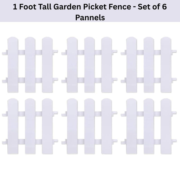 1 Foot Tall Garden Fence/Picket Fence (without Spike) Solid WPC Material - White (6 Panels)