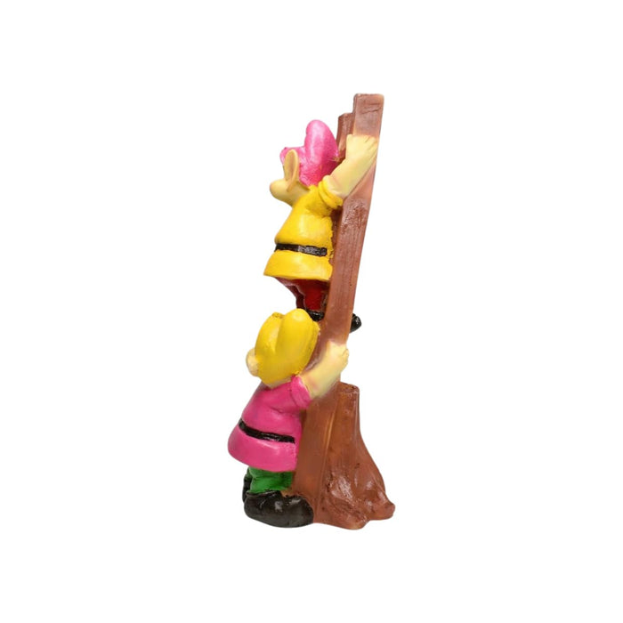 Resin Funny 2 Gnomes on Ladder Santa Idol, Standard