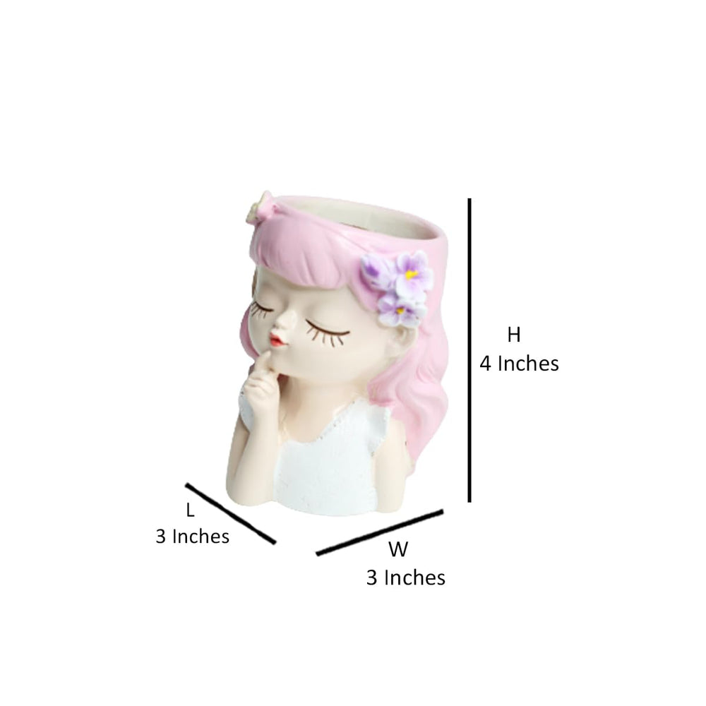 Style 1 resin beautiful girl style planter for real small plants