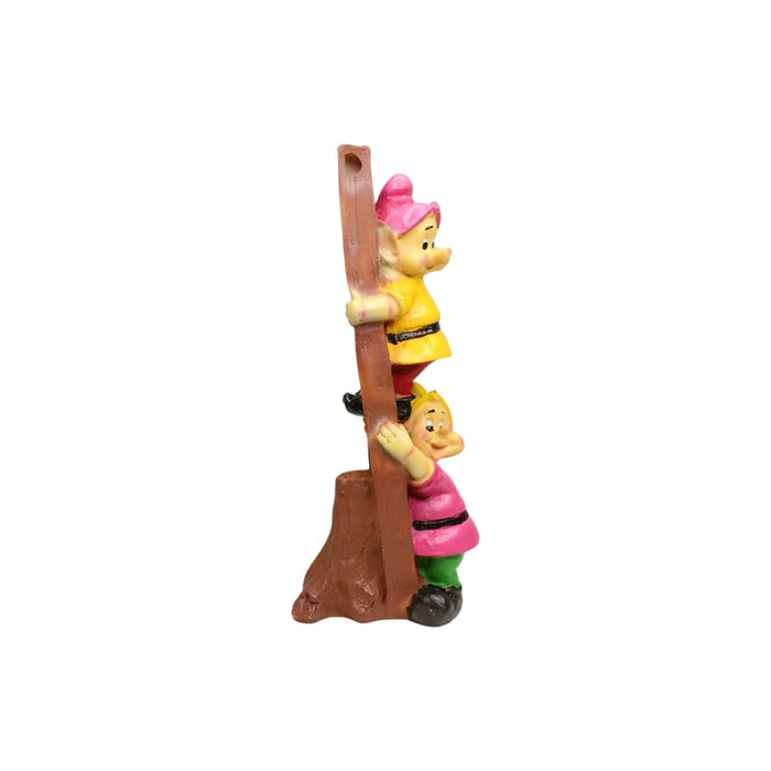 Resin Funny 2 Gnomes on Ladder Santa Idol, Standard