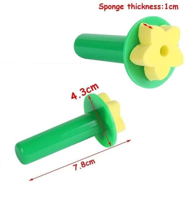 6Pc Foam Stamp Set with Long Plastic Handle – Extended Reach Stamps for Crafting and Art