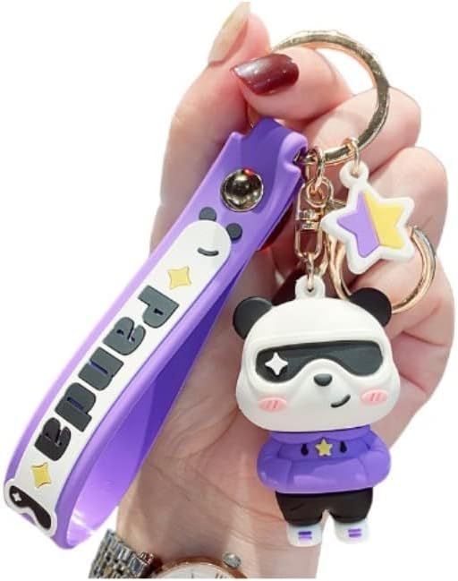 Wonderland Pull the Panda [Purple]Kechains, Cartoon Style Keychain & Bag Charms Fun & Functional Accessories for Bags and Keys