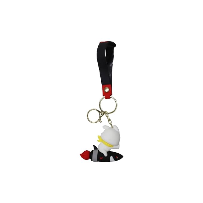 Wonderland Shark Missile Soaring Rabbit [Red]Kechains, Cartoon Style Keychain & Bag Charms Fun & Functional Accessories for Bags and Keys