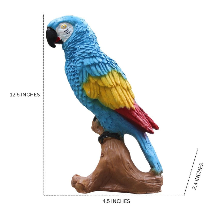 Wonderland Resin Blue Parrot Bird Figurine for Garden & Home Decor