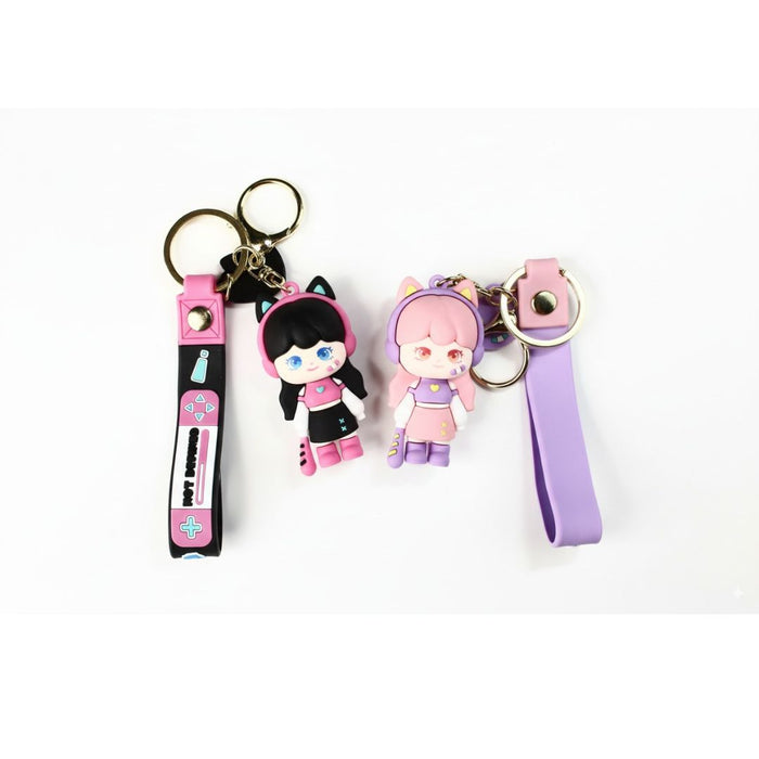 Wonderland Kawaii style ( set of 2) Cat Girl Gamer Keychains with Holder Accessories, Backpack Car Key Chain for Boy Girl