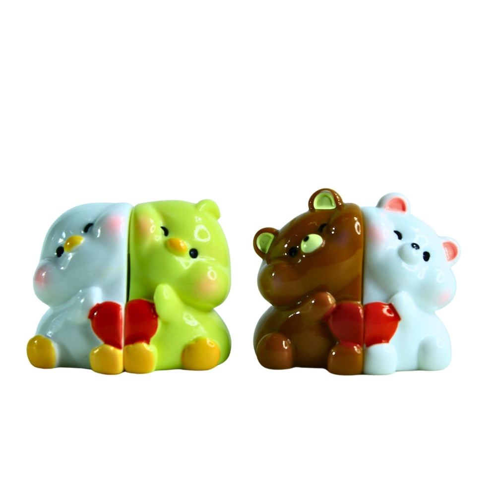 Wonderland (Set of 2 Mini Cute Chicks & Bears with Magnet Miniature Figurines Animals Model Fairy Garden Miniature Moss Landscape