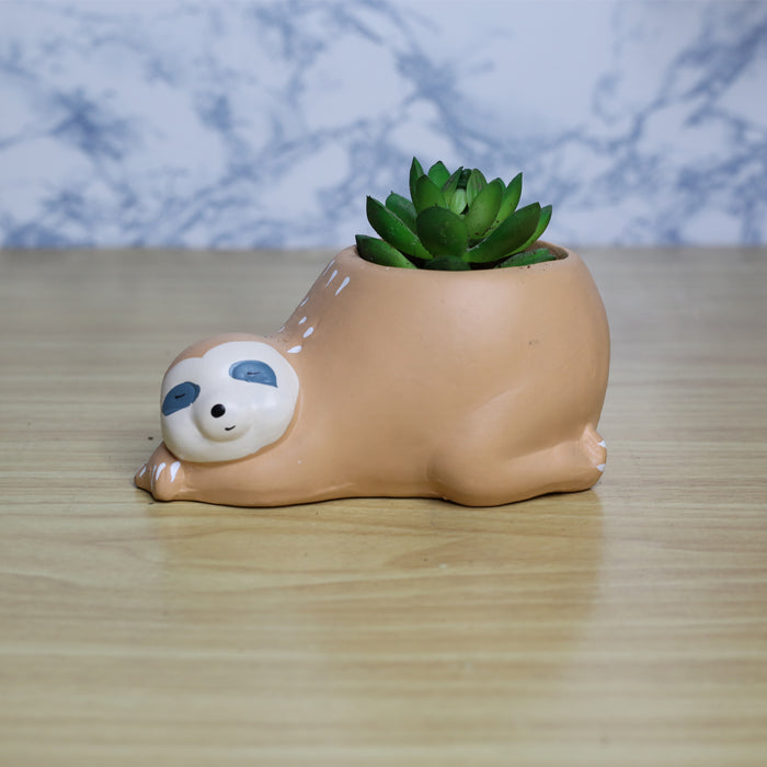 Sloth Bear Ceramic Pot for Home Decoration (Brown)