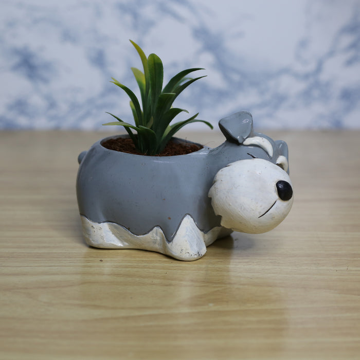 Dog shape Succulent Pot for Home and Balcony Decoration (Dark Grey)