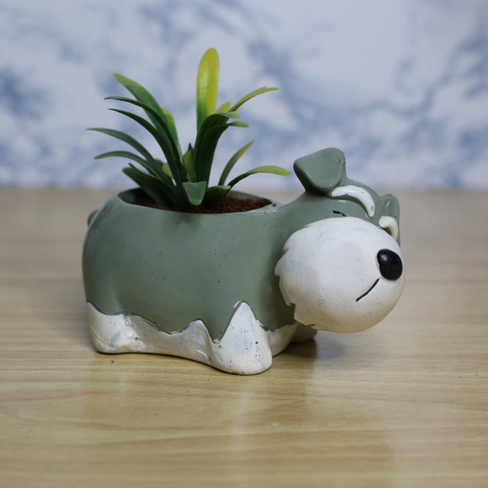 Dog Shape Succulent Pot for Home and Balcony Decoration (Light Grey)
