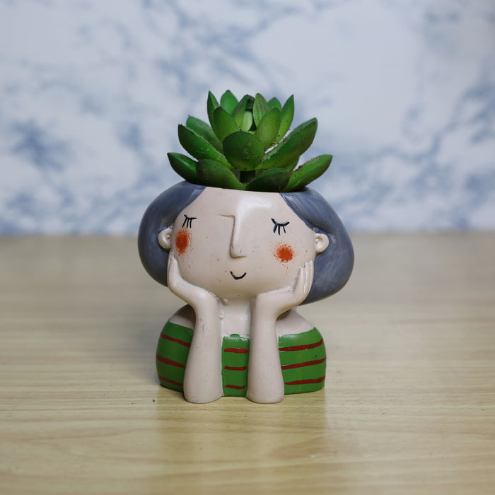 (Single pc) Girl Shape Succulent Pot for Home Decoration