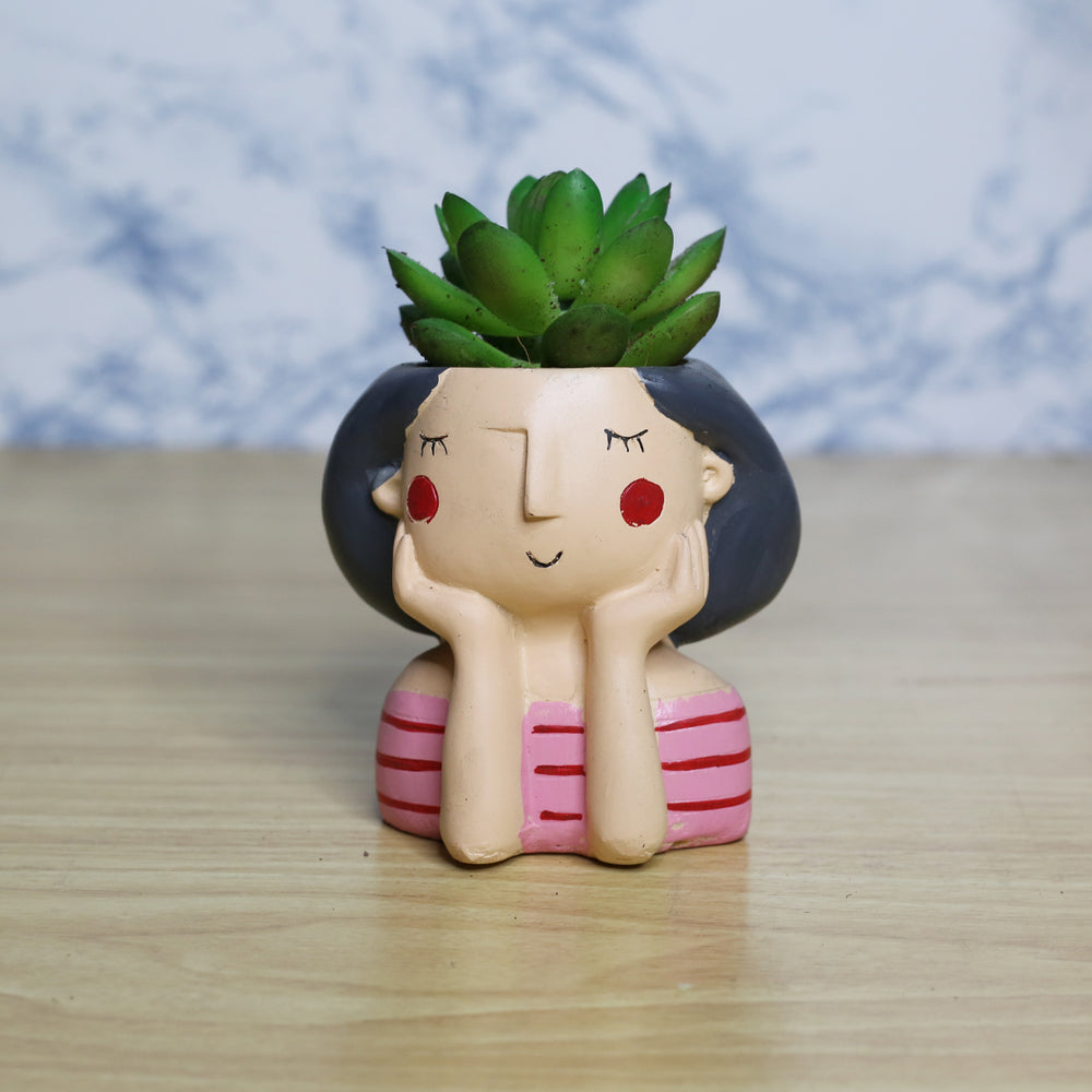 (Single pc) Girl Shape Succulent Pot for Home Decoration