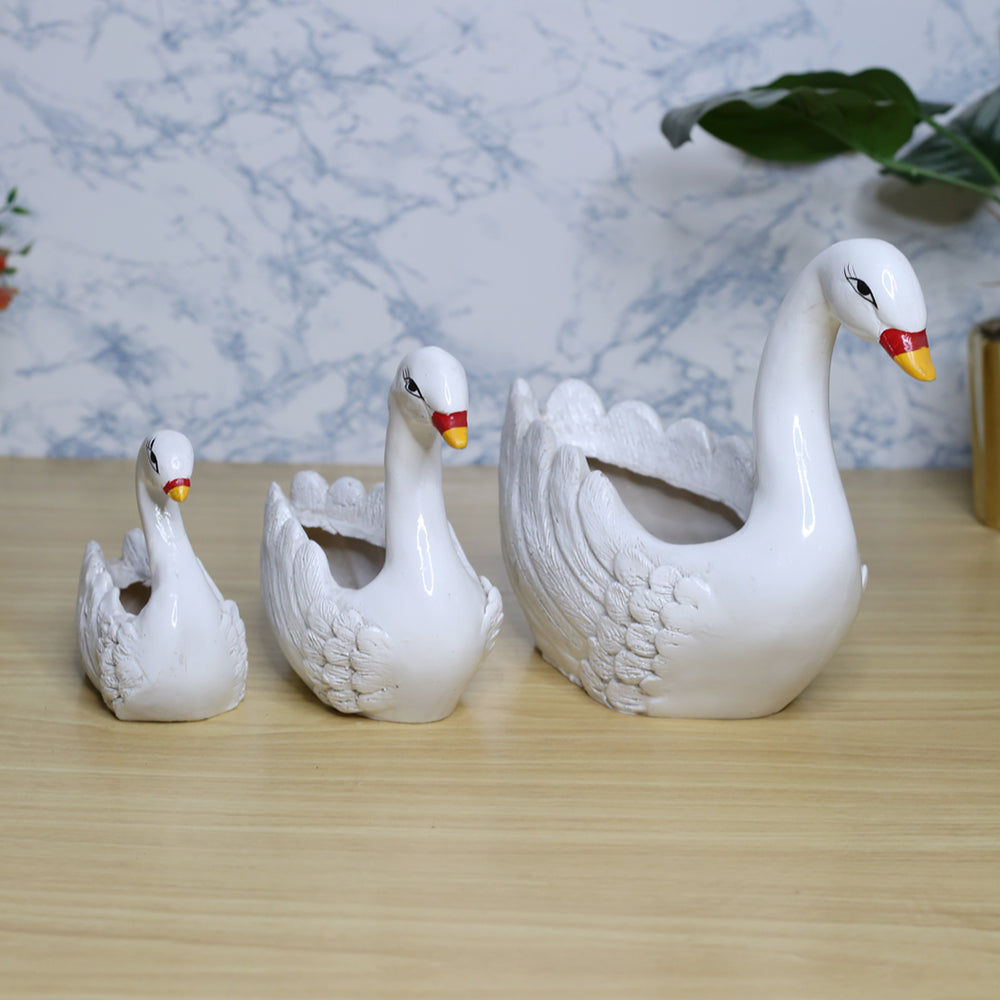 (Set of 3) Swan Succulent Planter for Home, Balcony and Garden Decoration