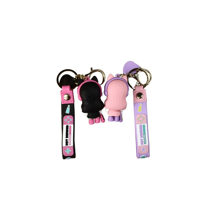 Wonderland Kawaii style ( set of 2) Cat Girl Gamer Keychains with Holder Accessories, Backpack Car Key Chain for Boy Girl