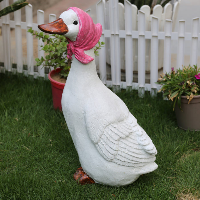 Duck/Goose Statue for Garden Decoration (Red Scarf)