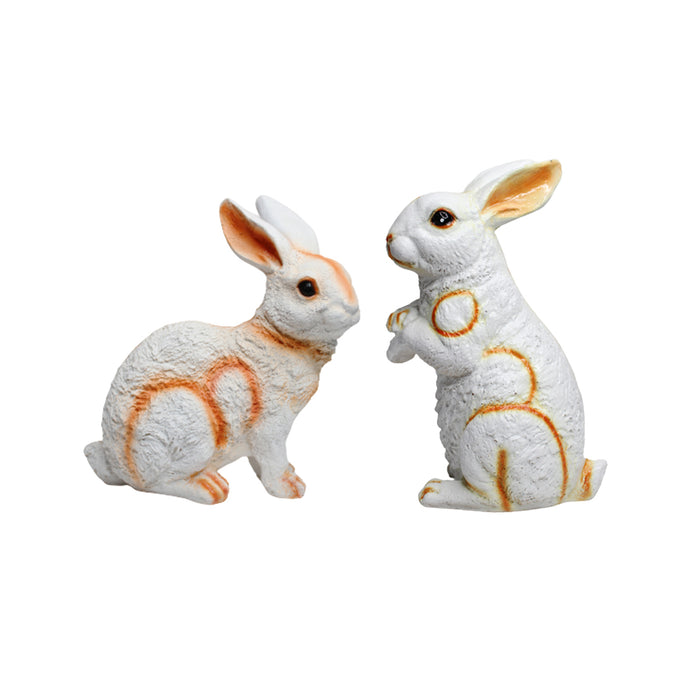 (Set of 2) Rabbits Statue for Garden Decoration (White)