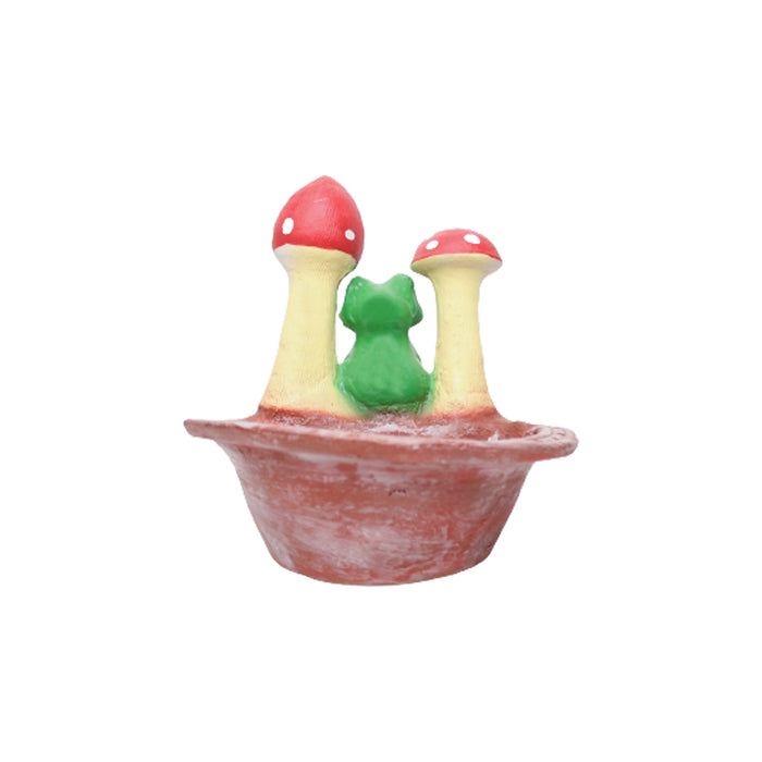 Wonderland Frog Sitting in bow with 2 mushroom | resin garden décor| outdoor décor