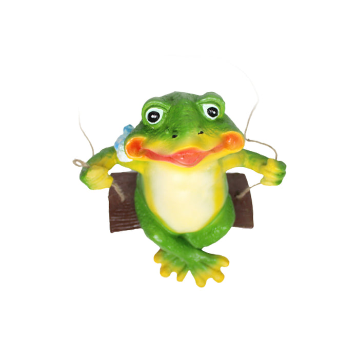 Frog on Swing Statue for Garden Decoration